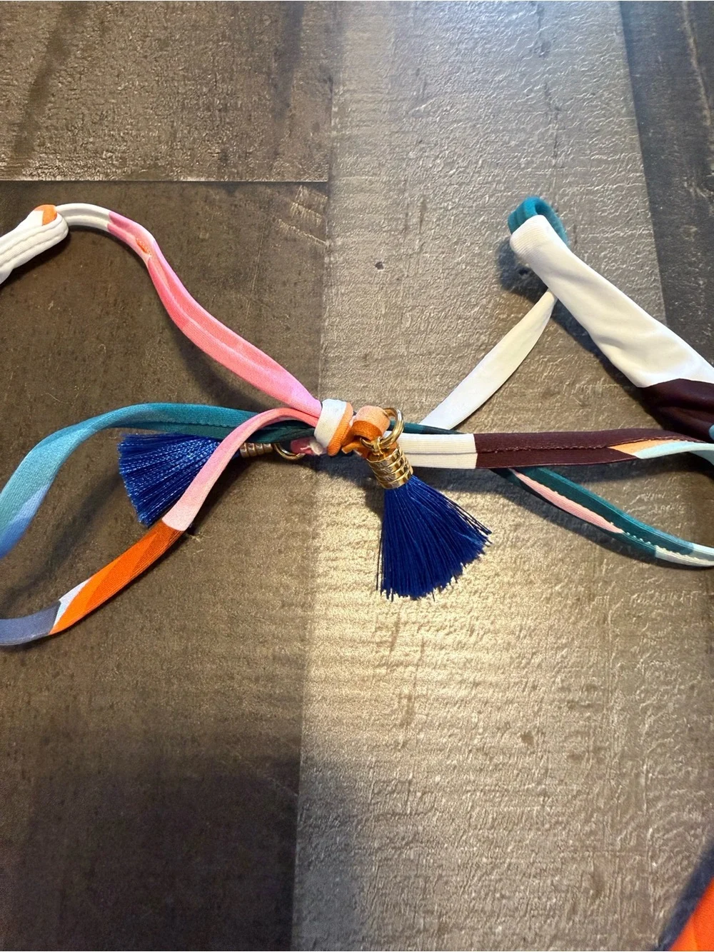 NWT La Blanca Multicolor Floral Halter Bikini Top in Pink, Orange & Blue